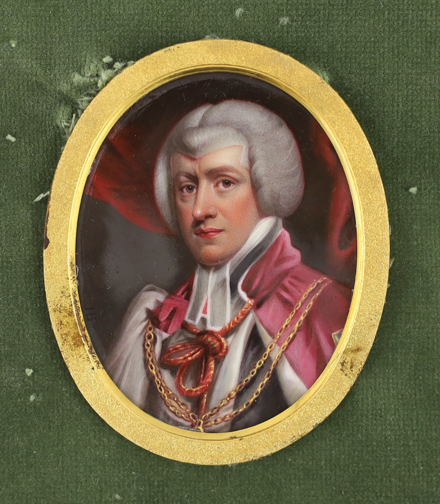 Henry Pierce Bone, R.A. (British, 1779-1855), Miniature portrait of the Arch Bishop of Canterbury after the original by John Hoppner, enamel on copper, 7 x 5.75cm